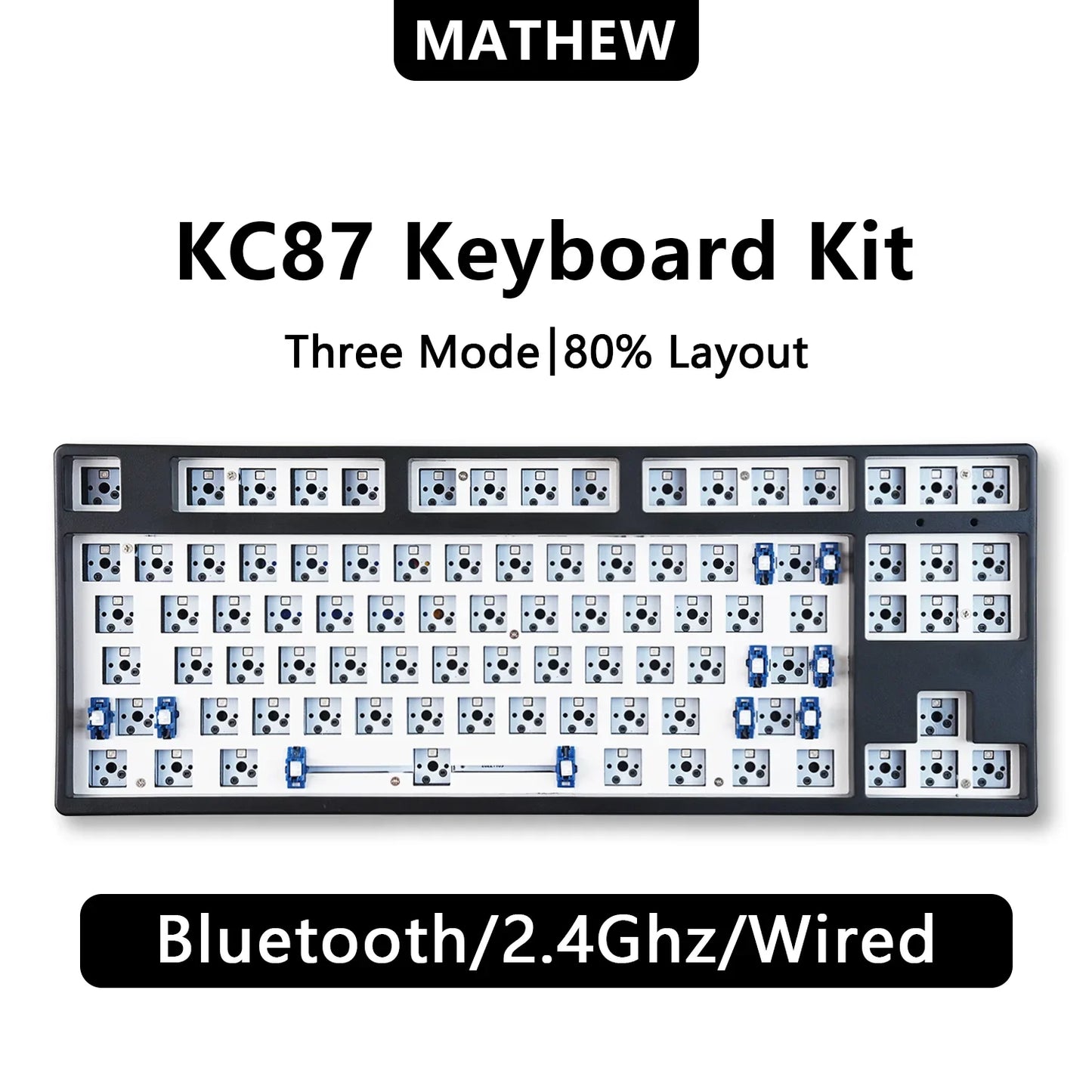 MATHEW KC108 Three Mode Mechanical Keyboard Barebone Classic 108 Keys Layout Full Size Hot Swap RGB Gaming Keyboard DIY Kit