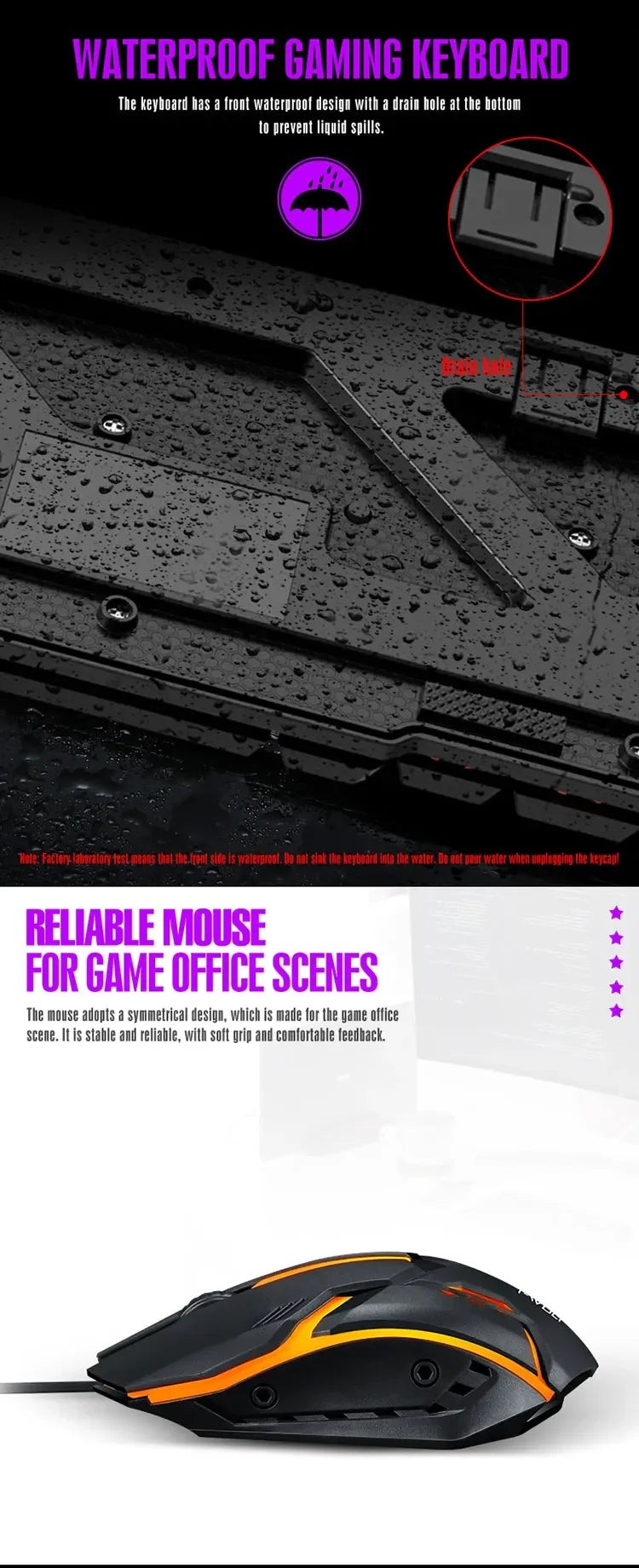 T20 Wired Keyboard Mouse Set 104 Keys RGB Blacklight Multi-function Shortcut USB Wired Gaming Keyboard English Russian Spanish