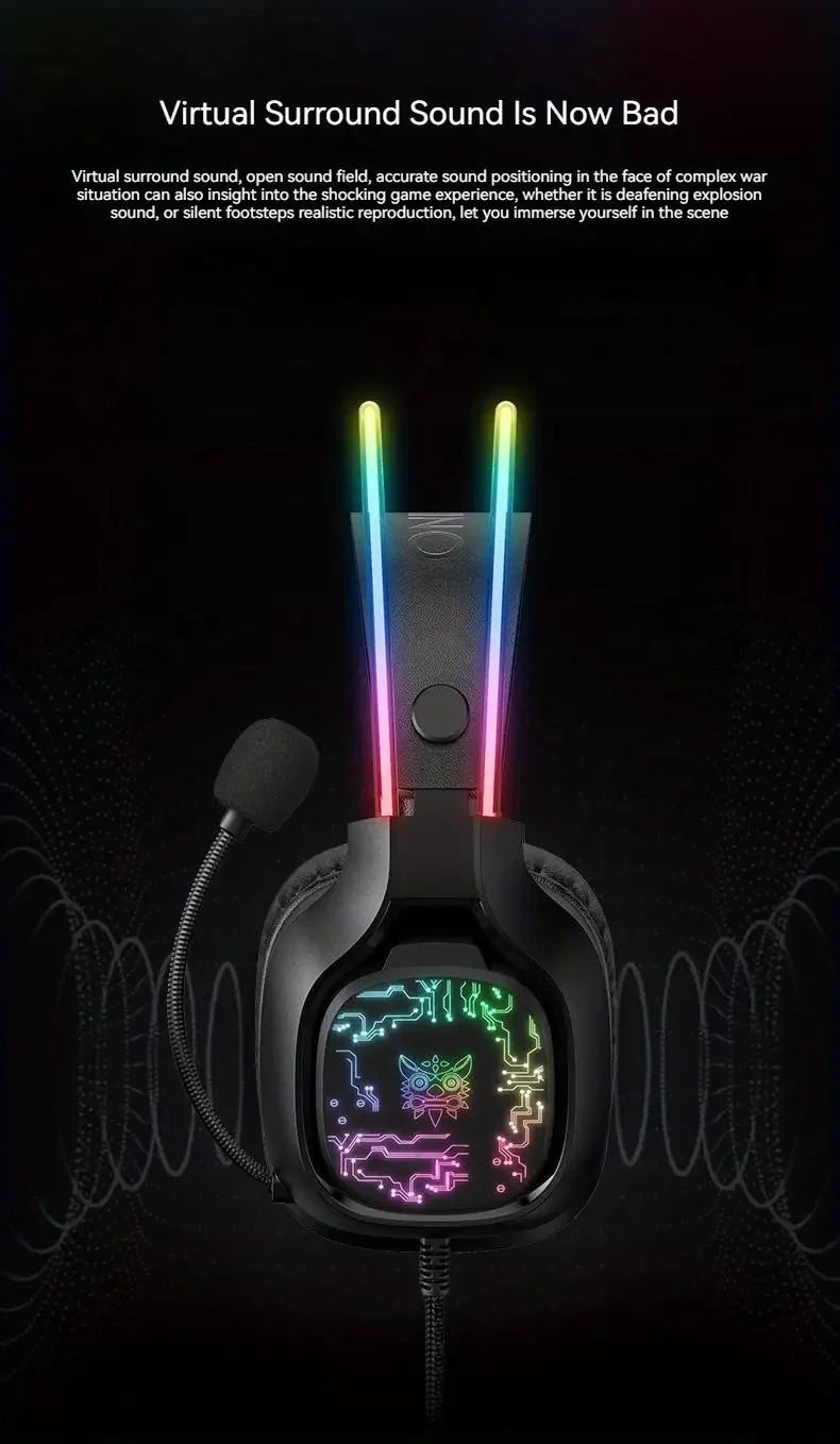 ONIKUMA X22 Gaming Headset RGB Dynamic Lighting Wired Over-Ear Adjustable Headphones With Mic 50MM For PC PS4 Xbox PS5 Gift