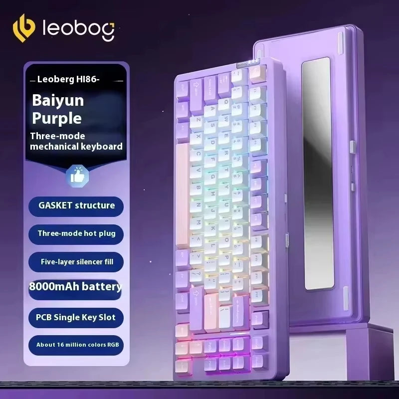 LEOBOG Hi86 Mechanical Keyboard Three-mode Aluminum Alloy Hot-Swap RGB Light Gasket Game Keyboard Customized Esports Accessories
