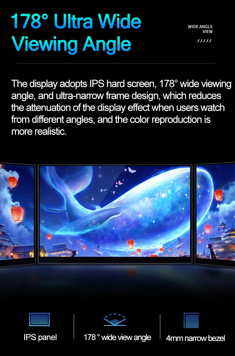 14/15.6 inch 1080p FHD Portable Monitor Touch Screen Dual Speakers HDR IPS 100%sRGB Gaming Display for Laptop Xbox PS4/5 Switch