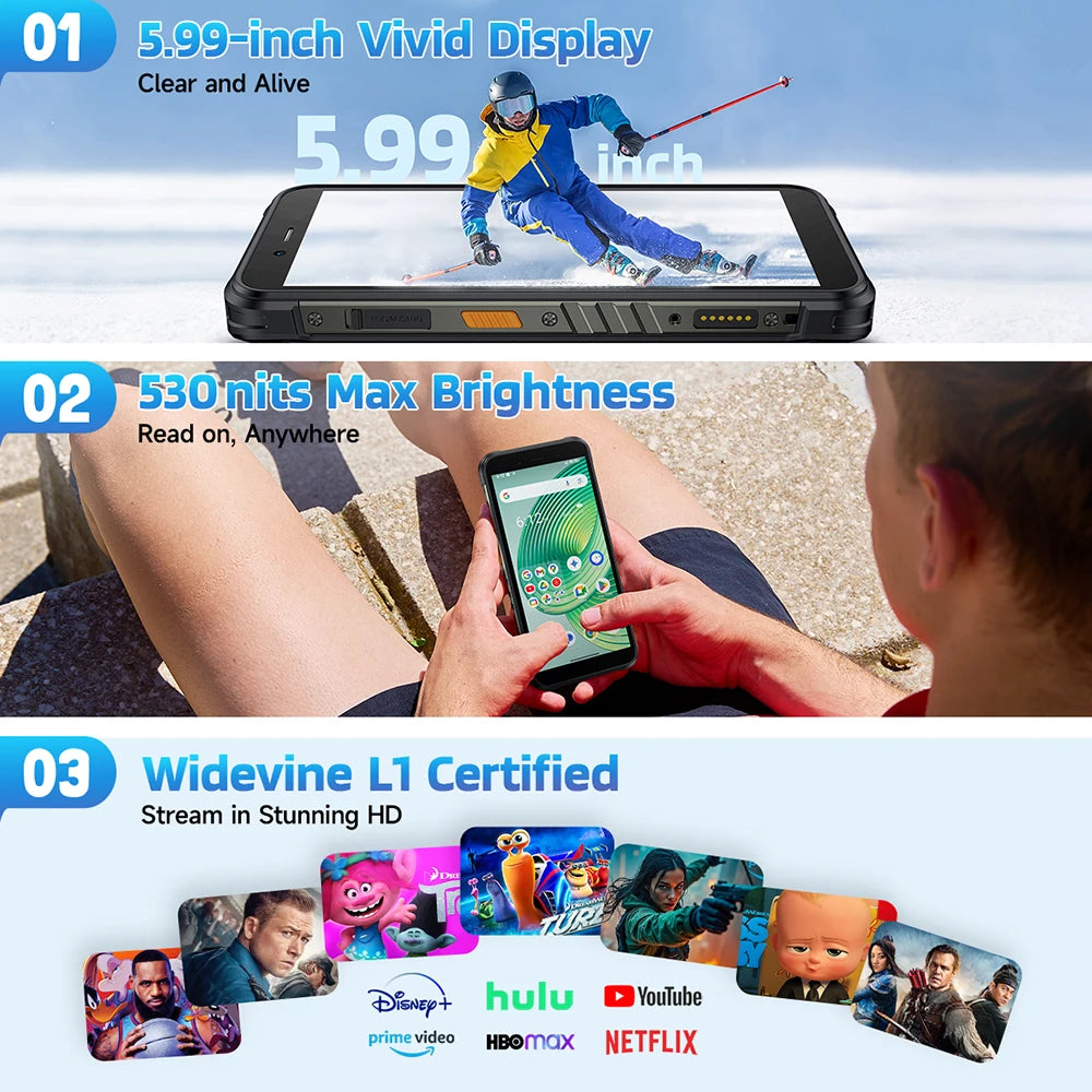 【2025 NEW】Ulefone RugKing 4G Rugged Phone Android 15 Up to 16GB+256GB Waterproof Smartphone 9600mAh 50MP Camera NFC Global