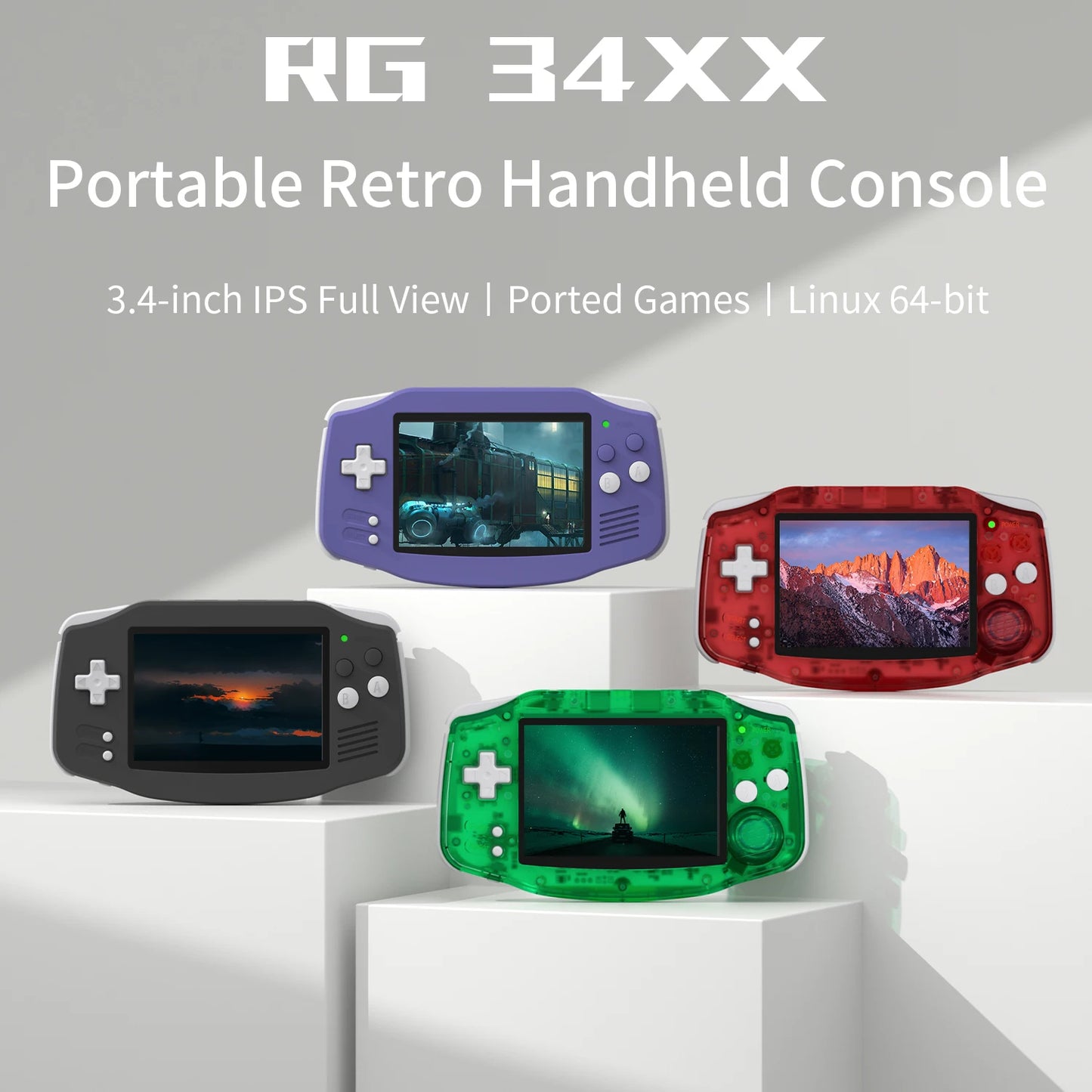 ANBERNIC RG34XX Handheld Game Console 3.4inch IPS Screen Linux 64-bit System RG 34XX 32G Retro Video Game Players WiFi PSP Gift