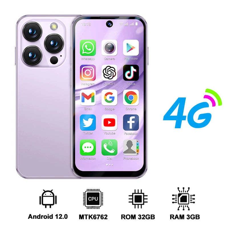 SERVO 19PRO 4G Network Mini Smartphone Android12 OS RAM 6GB ROM 128GB Play Store GPS OTG 3.88" Display 2 SIM Pocket Smart Phones