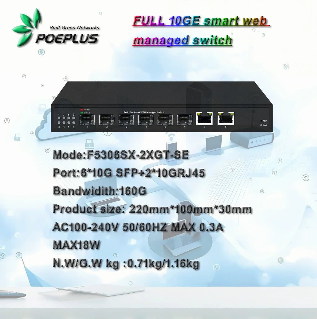 8 ports 10Gbe  switch|multi-gigabit web managed switch|POE or NON ,100/1000/10000M are adaptive