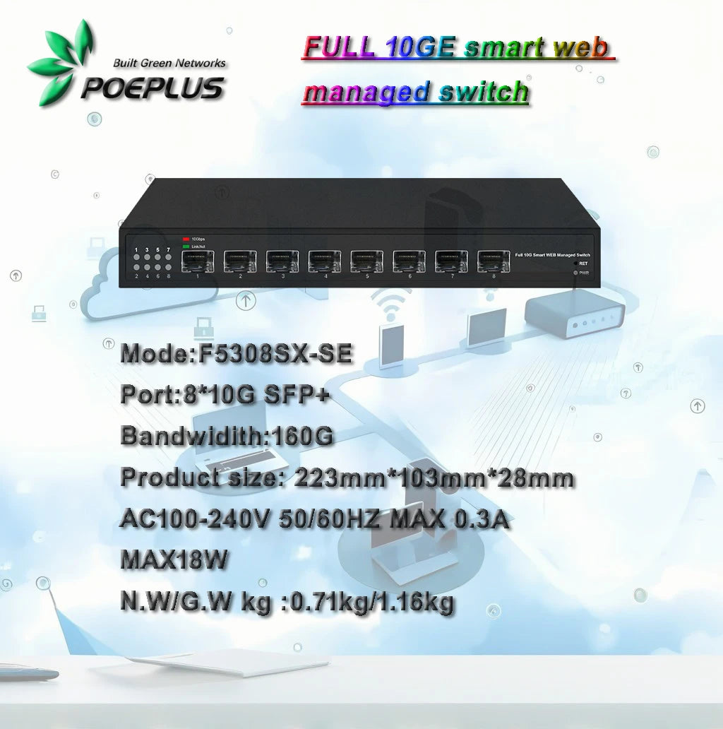 8 ports 10Gbe  switch|multi-gigabit web managed switch|POE or NON ,100/1000/10000M are adaptive