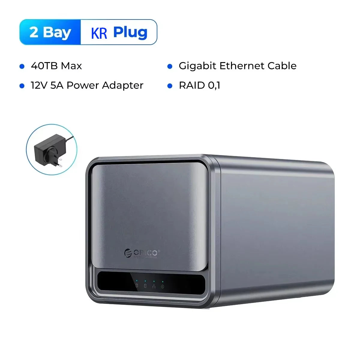 ORICO MetaCube Household Storage Type-C 3.5" HDD Case Dual-bay NAS with Automatic Backup Remote Access with Offline BT Download