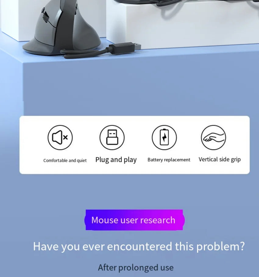 Wired Right Hand Vertical RGB Mouse Ergonomic Gaming Mouse 1600DPI USB Optical Wrist Healthy Mause for PC Computer