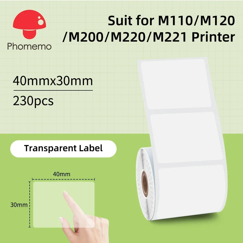 Phomemo M221 Label Printer Portable Thermal Maker Bluetooth Handheld Barcode QR Code Sticker Paper Rolls Labeller White 75mm Tag