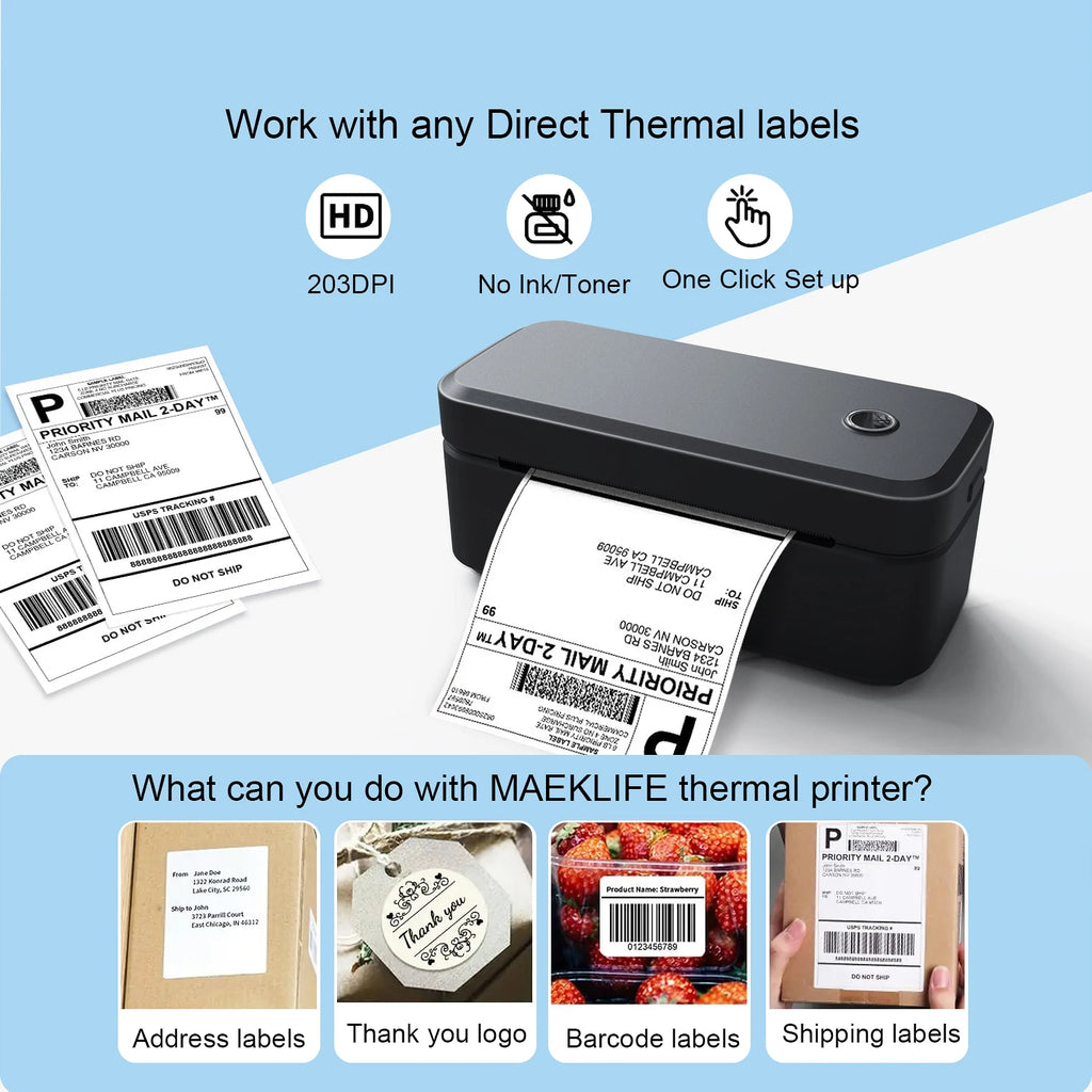 Marklife X4 Bluetooth Thermal Label Printer Wireless Small Shipping Label Printer 4X6 Compatible with iPhone Android Mac Window