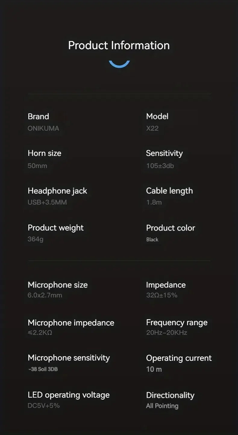 ONIKUMA X22 Gaming Headset RGB Dynamic Lighting Wired Over-Ear Adjustable Headphones With Mic 50MM For PC PS4 Xbox PS5 Gift