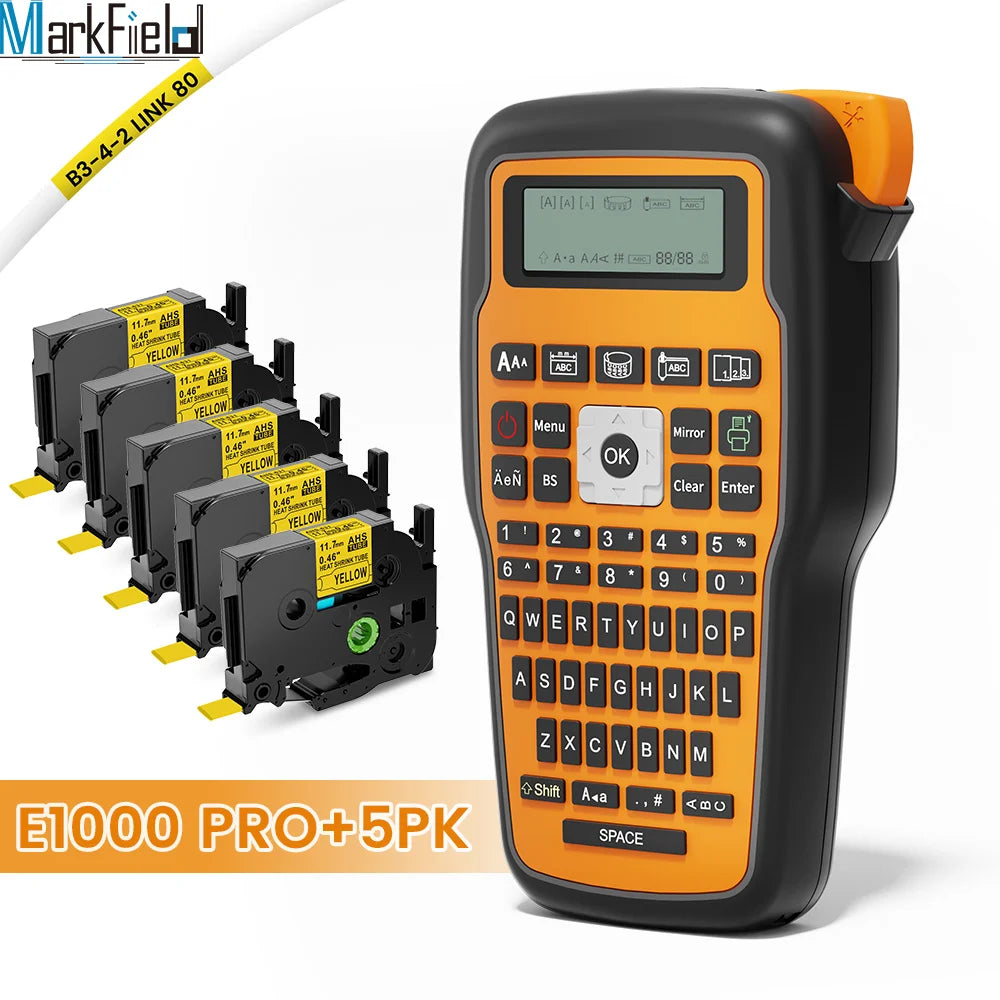 E1000 PRO Portable Label Printer 203dpi Compatible for Brother TZe231 HSE231 FX231 6-12mm Label Maker Machine Industrial Labeler