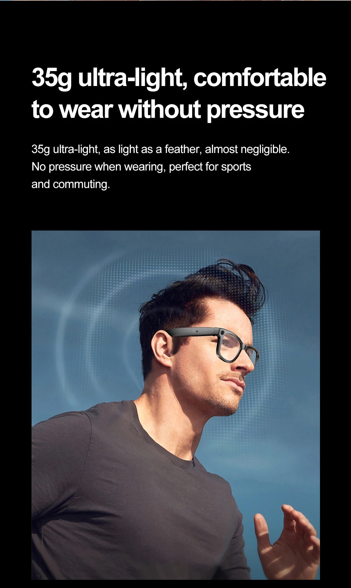 LIGE Smart Glasses 100W Pixel Camera Smart Glasses Camera Bluetooth Call Music Sunglasses AI Voice Assistant Video Sound Record