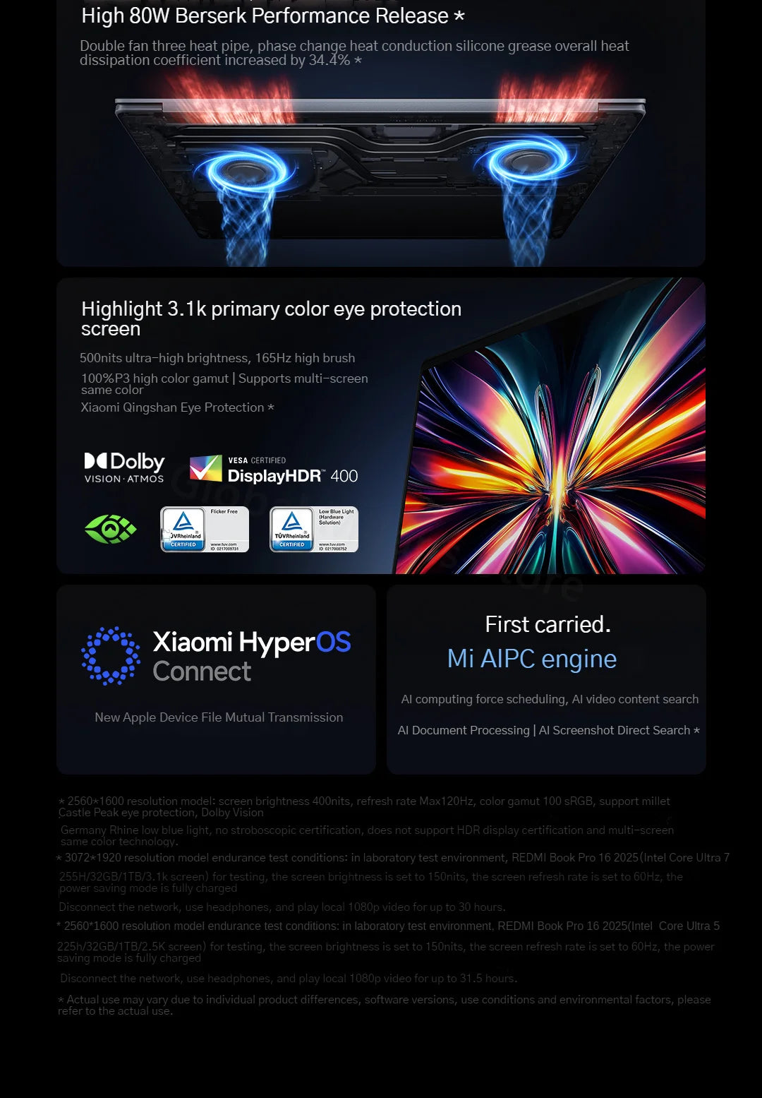 2025 Xiaomi Redmi Book Pro 16 Laptop Intel Core Ultra 7 255H/Ultra 5 225H 32G DDR5+ 1T SSD 3.1K 165Hz Office Ultrabook Notebook