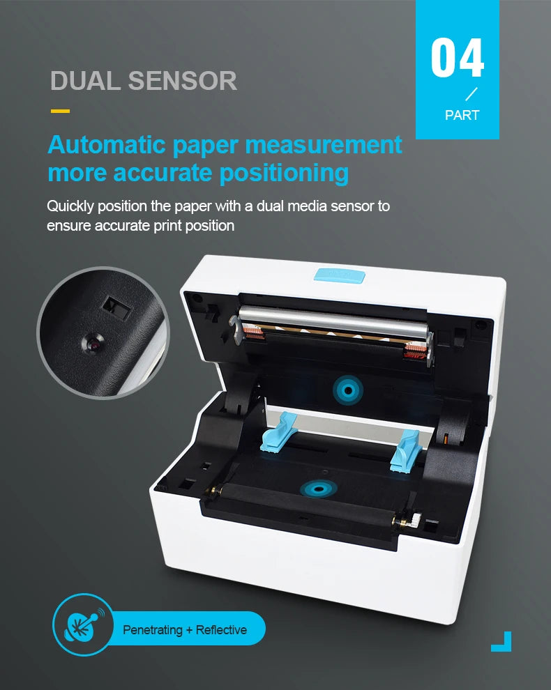 4inch Thermal Shipping Label Printer 9220USB/Bluetooth Compatible with Windows/Mac Barcode Label Printer 100*100/150mm
