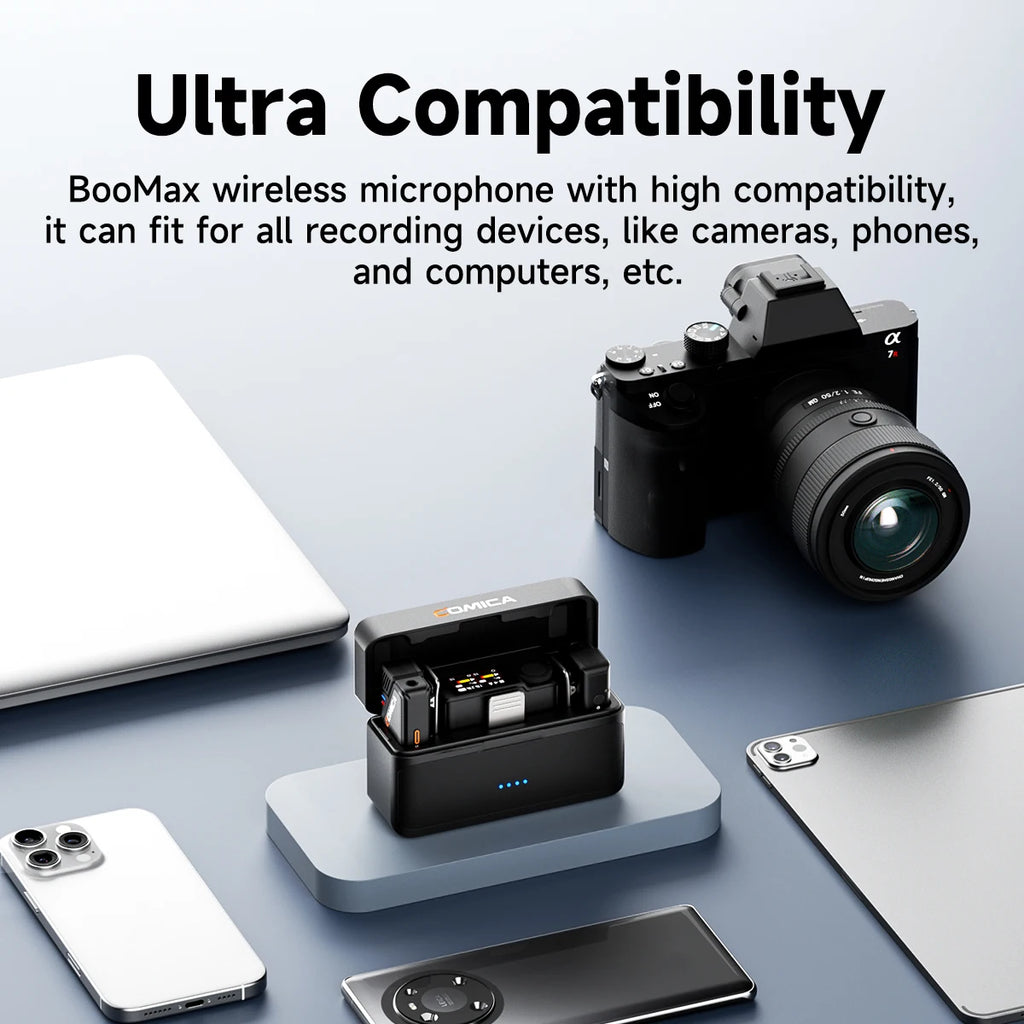 COMICA BooMax Dual-channel Wireless Lavalier Microphone AI Denoise 32-bit Float Internal Recording Cardioid/Omnidirectional Mic