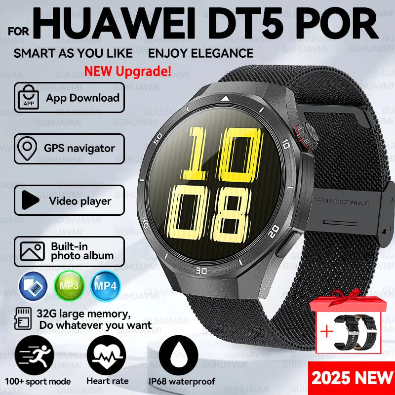 For HUAWEI GT 5 Pro 2025 New SmartWatches 32Gb Memory MP3&MP4 APP Download AGPS Navigation map Bluetooth call NFC SmartBracelet
