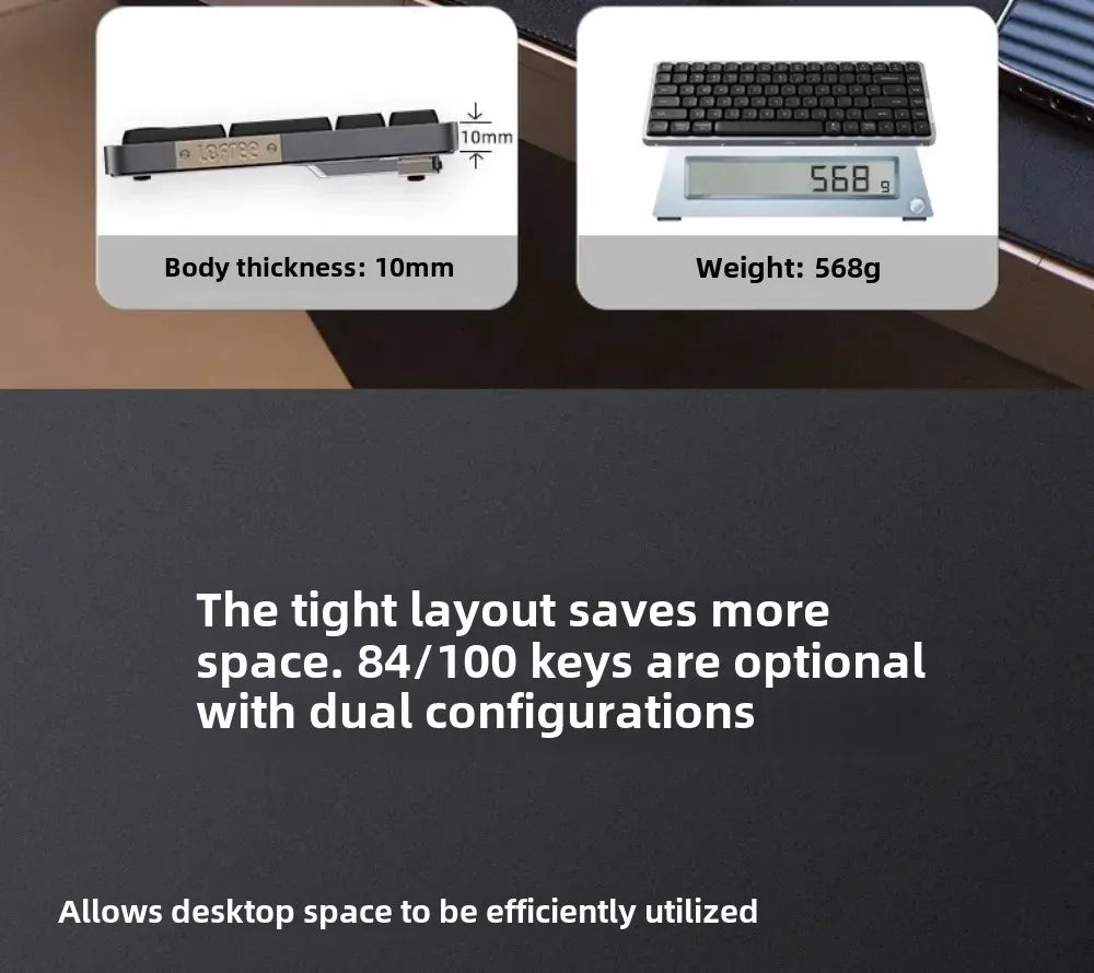Lofree Flow Series Low-Profile Wireless Mechanical Keyboard Aluminum Gasket 2-Mode Bluetooth Wired Type-c Office Portable Typing