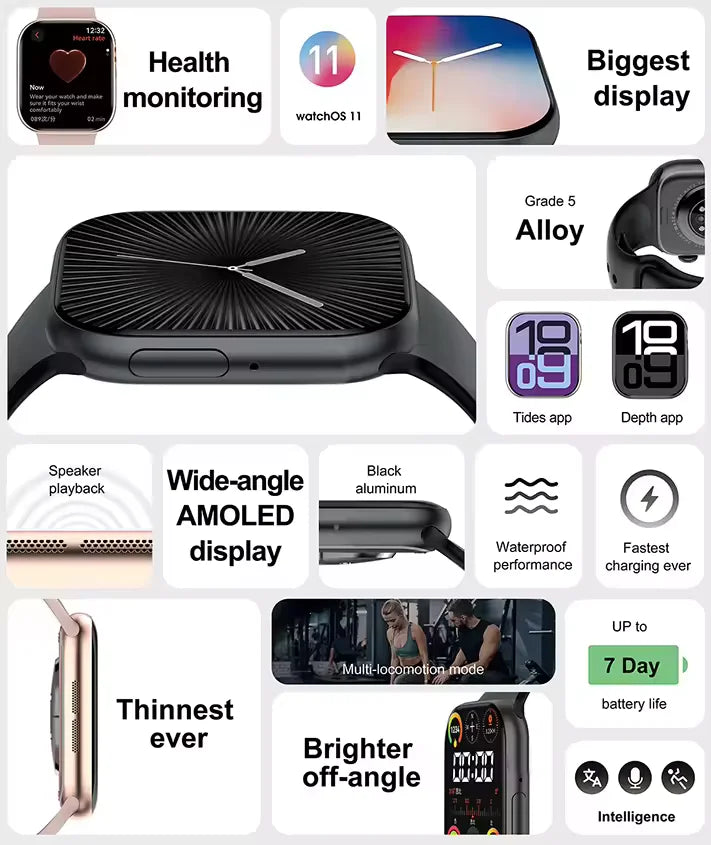 New 2025 Original For Apple Watch 10 Smart Watch Men Body Temperature Bluetooth Call NFC GPS Sports Women SmartWatch for Apple