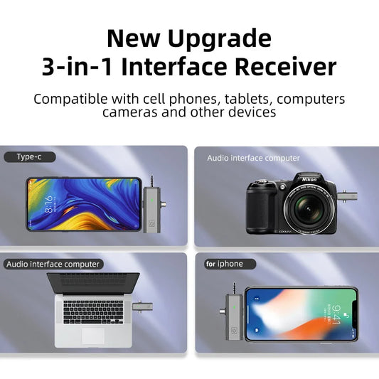 4 In 1 Lavalier Wireless Microphone Noise Reduction Professional Mic for Mobile Phone Camera Speaker Computer Live