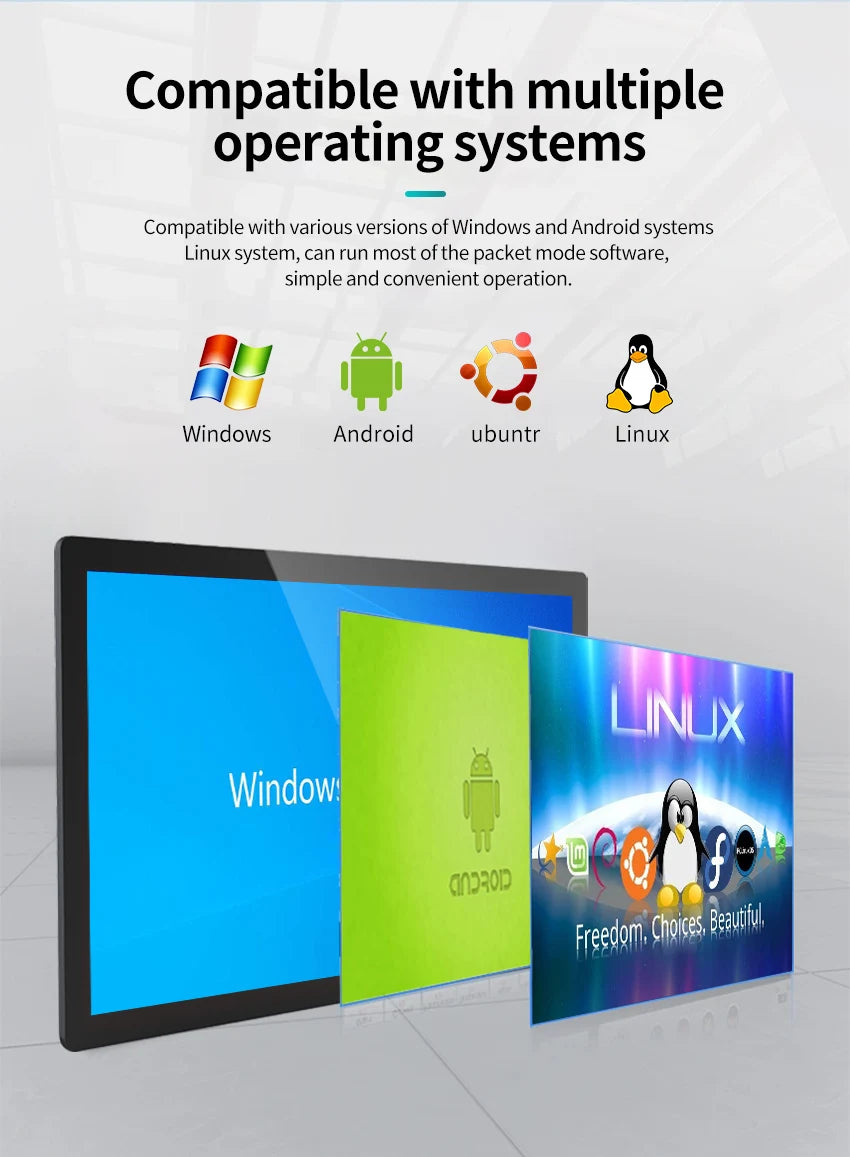 13.3 Inch All-in-One Capacitive Touch PC Industrial Panel PC with VESA Mount Compatible with Windows 10 or 11