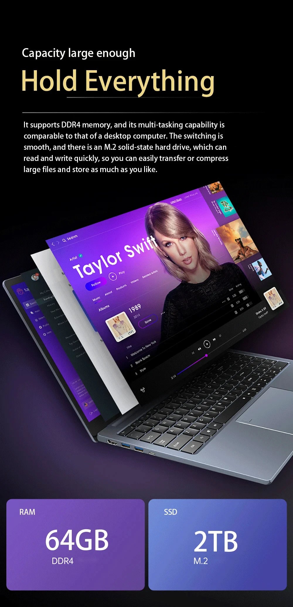 NEW S3 Computer 15.6 Inch Intel Core i9-12900H/i7-8750H Por Laptop 2*DDR4 2*M.2 64GB 2TB SSD  Windows 11 Fingerprint Unlock 60Hz