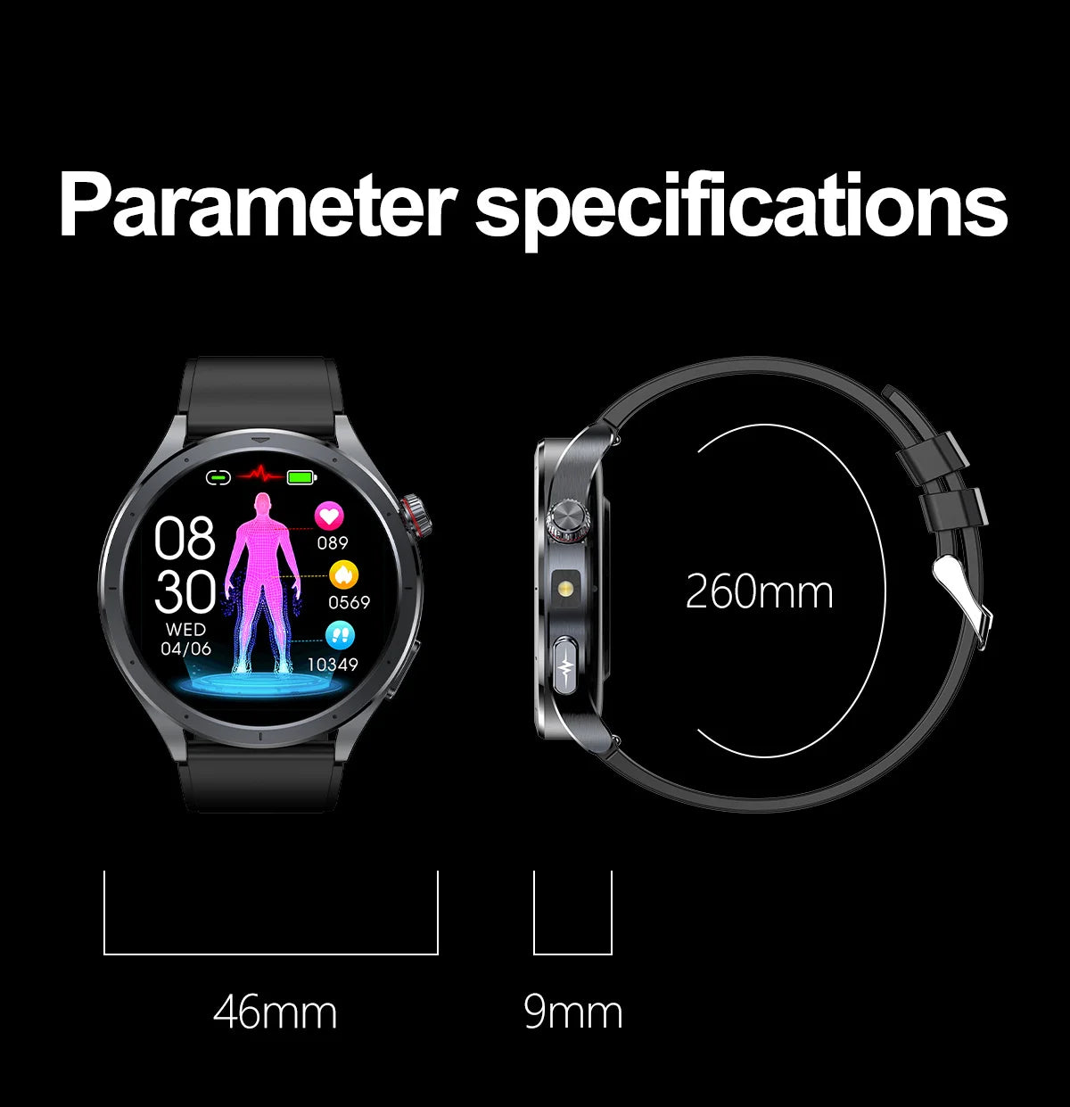 2025 New Body Fat Analysis Health Smart Watch ECG+PPG Uric Acid Blood Pressure Blood Oxygen Clock Call Smart Watch For Men Women