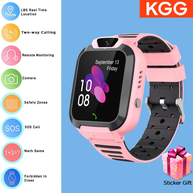 ﻿ 4G Sim Card 2G Internet Kids Smart Watch SOS Call LBS Location Child SmartWatch Camera Waterproof Phone Watch with Sticker