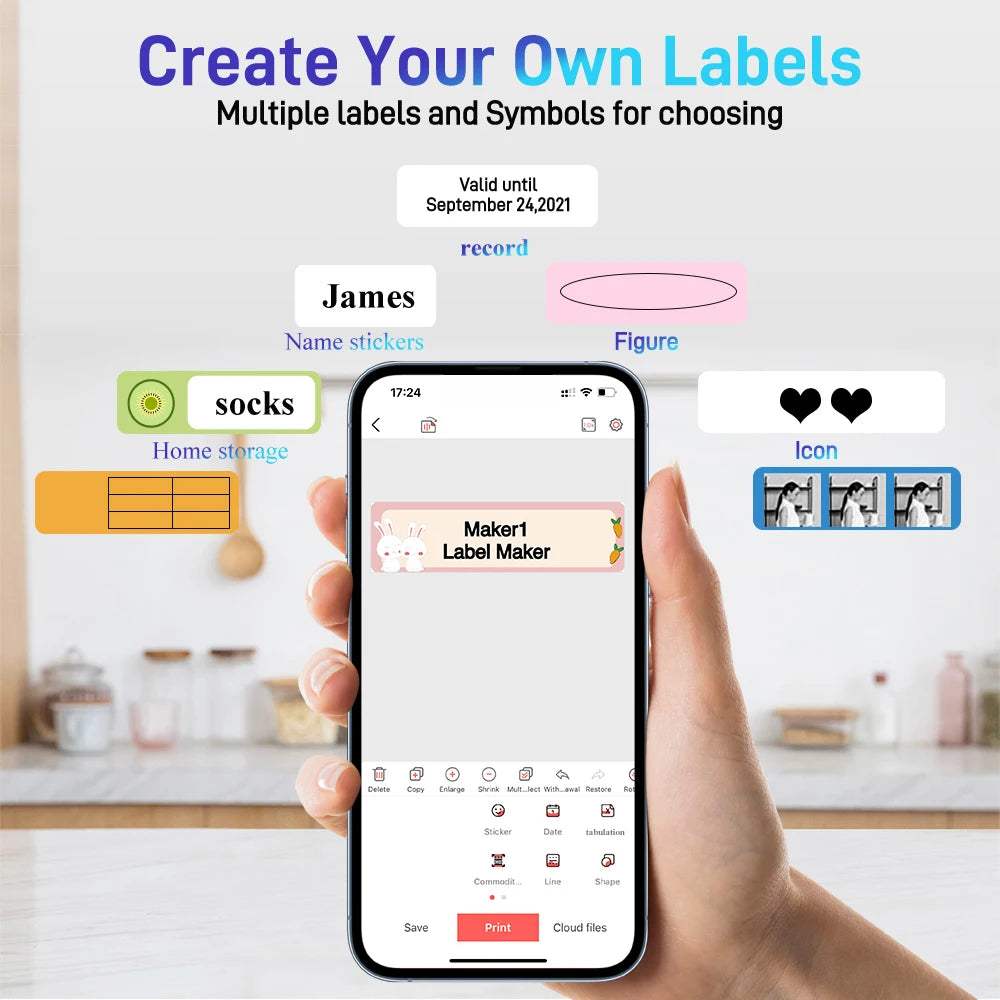 Marklife Mini Smart Label Printer B1 D110 B21 M1 Bluetooth Inkless Sticker Printer For Office Kitchen School To Gift/Marking