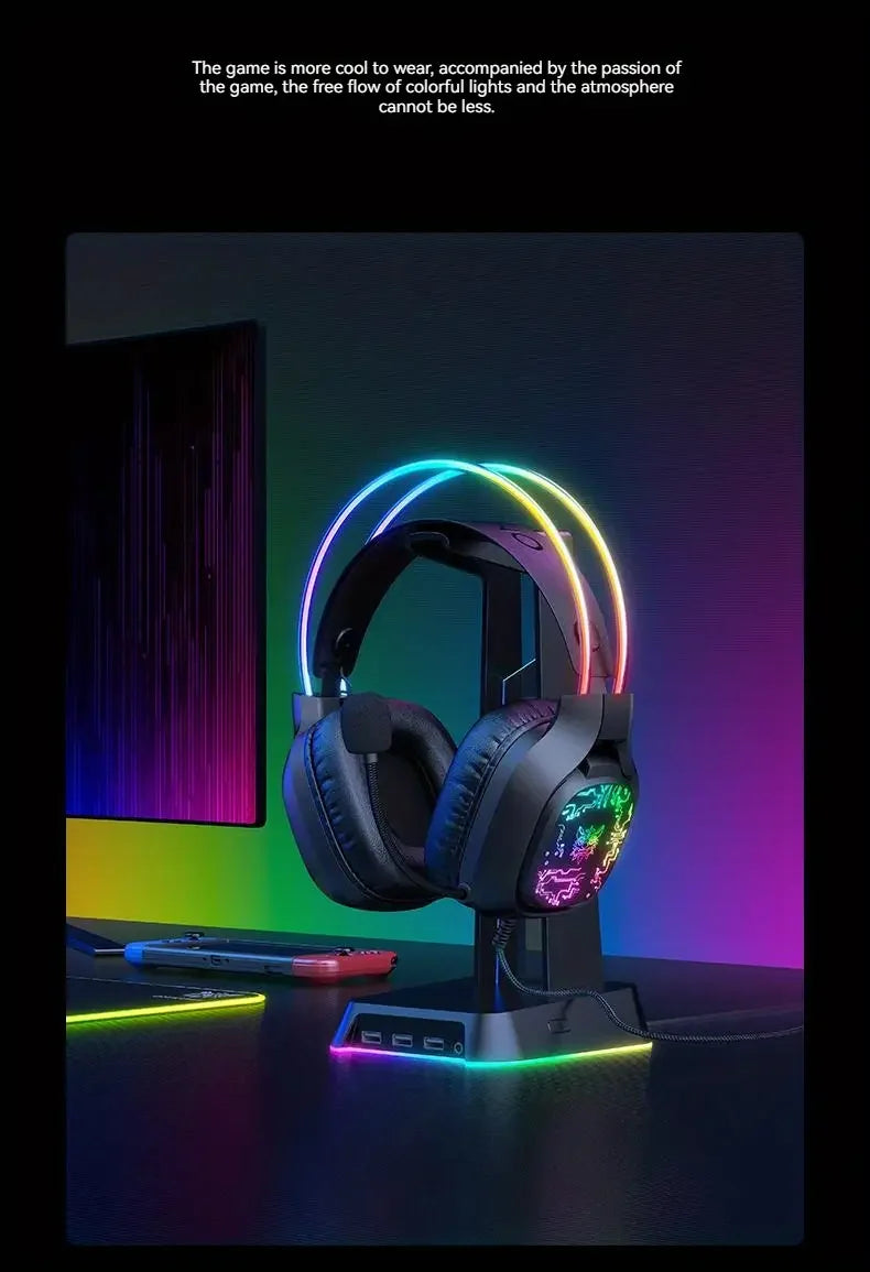 ONIKUMA X22 Gaming Headset RGB Dynamic Lighting Wired Over-Ear Adjustable Headphones With Mic 50MM For PC PS4 Xbox PS5 Gift