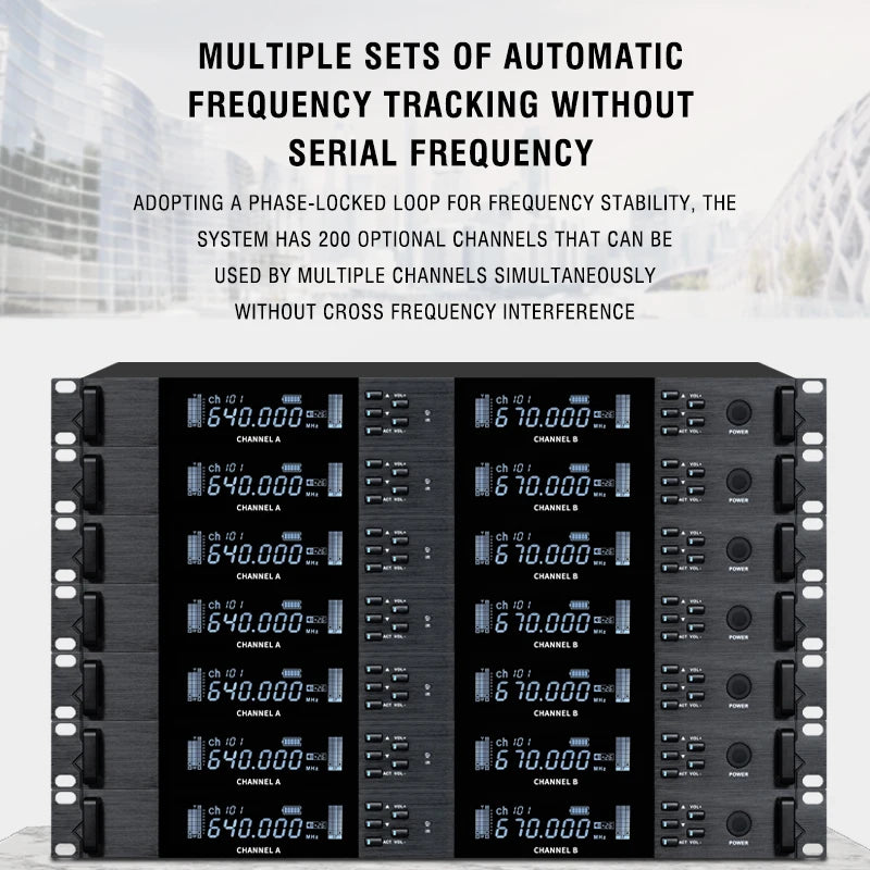 UHF Professional Wireless Microphone 2-channel Metal Handheld  Karaoke Singing Stage Wedding Performance Conference Microphone