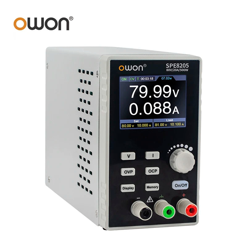 OWON SPE8205 SPE8105 Programmable DC Power Supply, 80V 10/20A 500W Portable Laboratory Power Supply List Waveform Editing Output