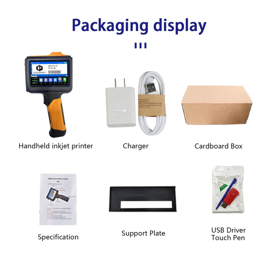 EURANNIT E19 12.7mm Portable Printer Handheld Thermal Inkjet Printer Portable Expire Date Counter QR Barcode Logo Coding Machine