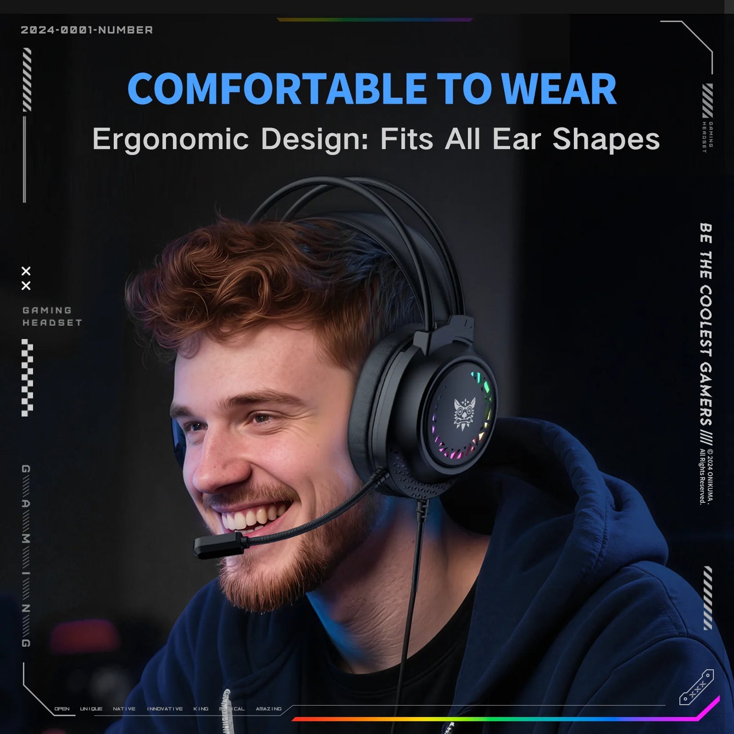 ONIKUMA X92 Gaming Headset Esports Package New FULL RGB Light Design Headphones with Mic Headphone for PC Gamer Game Accessories