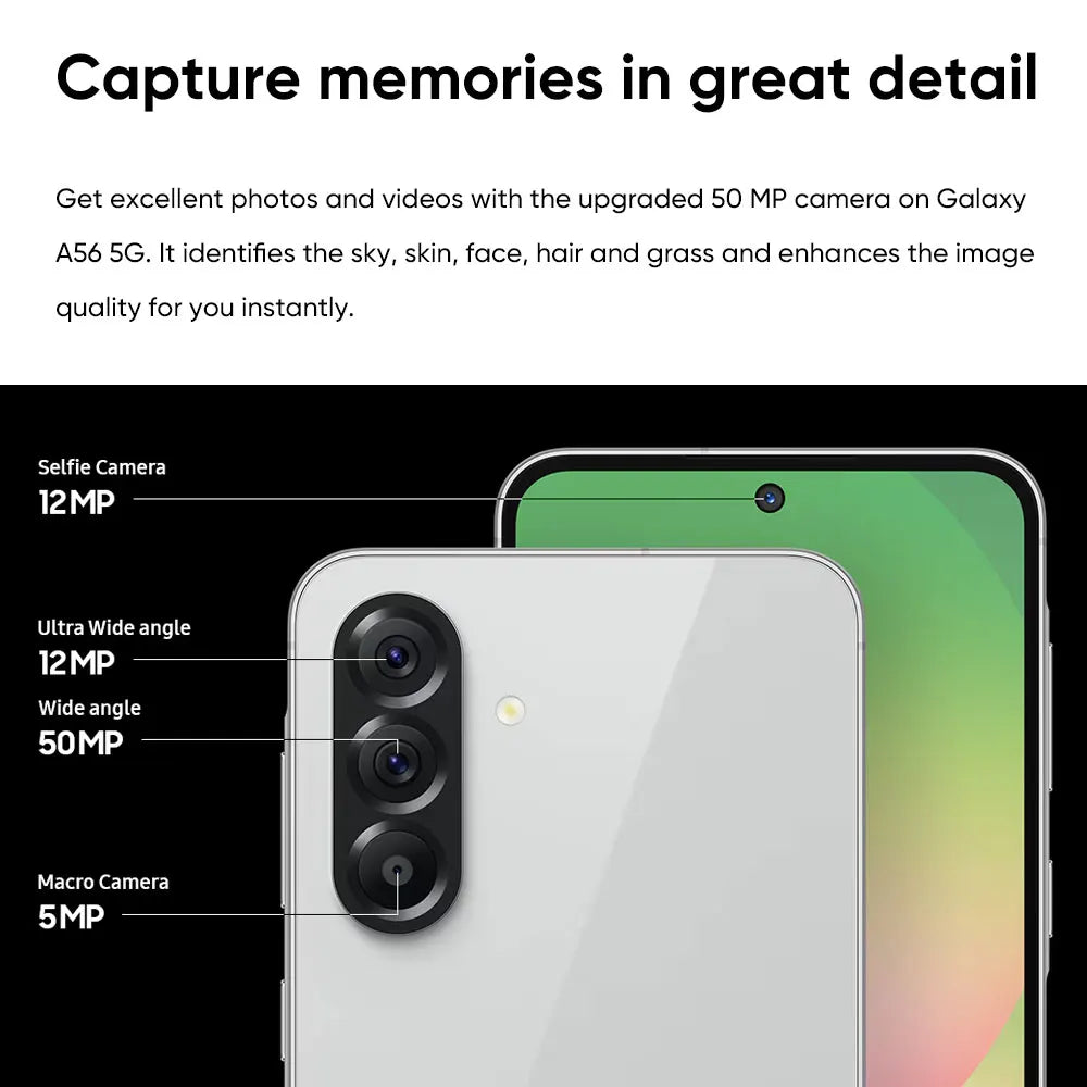 Global Version Samsung Galaxy A56 Exynos 1580 5G Smartphone 6.7" Super AMOLED 120Hz Display 50MP Camera 5000mAh 45W Fast Charge