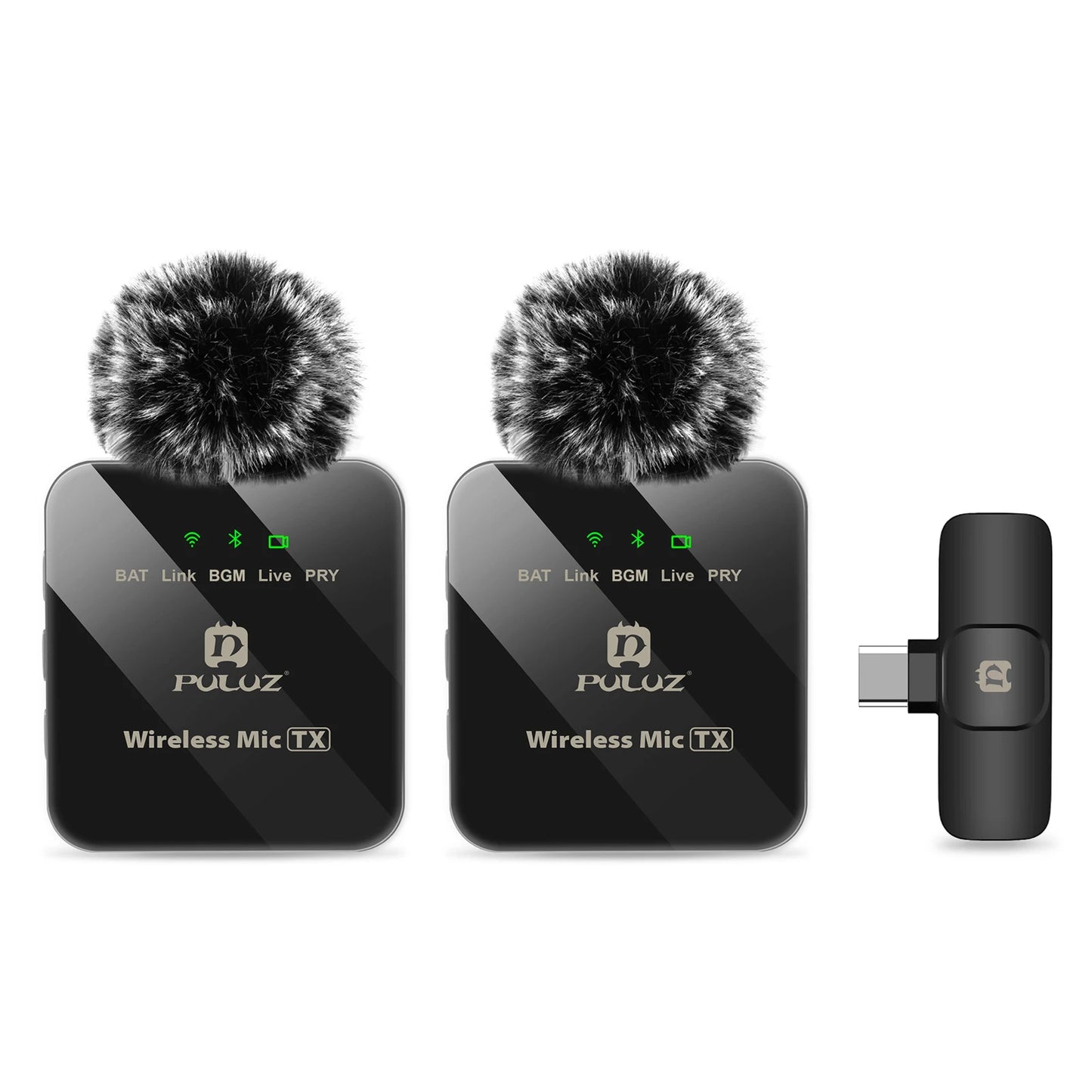 PULUZ Wireless Lavalier Microphone Portable Audio Video Recording Mini Mic for iPhone Android Outdoor Live Broadcast Phone Mic