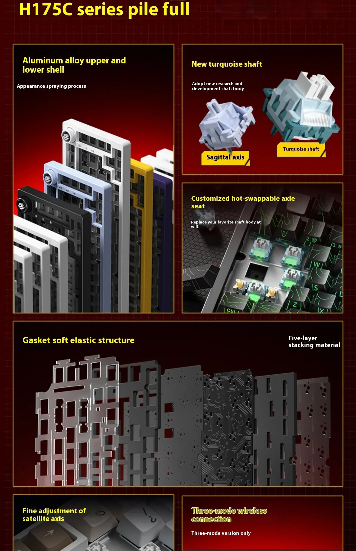 Leobog Hi75C Gaming Aluminum Wireless Mechanical Keyboard Kit Hi75 Hi75C Pro 81Keys Bluetooth 2.4G Wired  Hotswap Gamer Keyboard