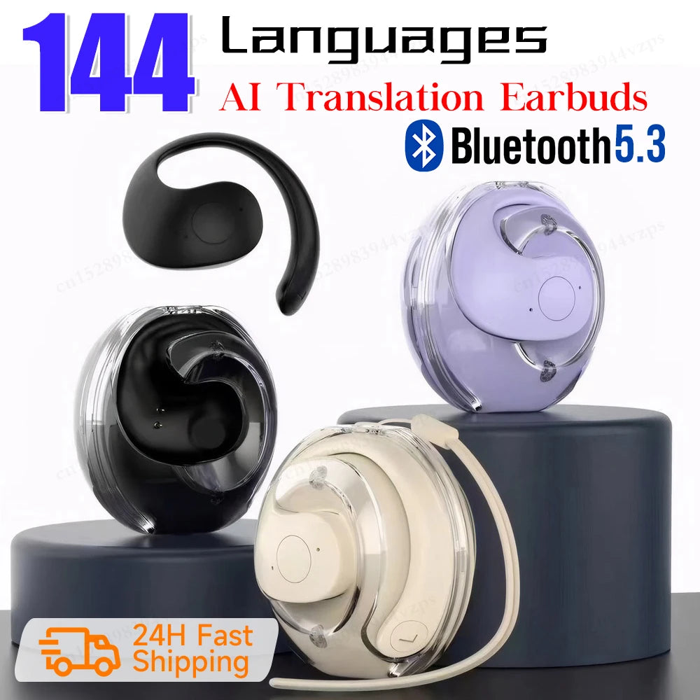 Ai Real Time Language Translation Wireless Bluetooth Headphones Music Waterproof 144 Languages Smart Voice Translator Earphone