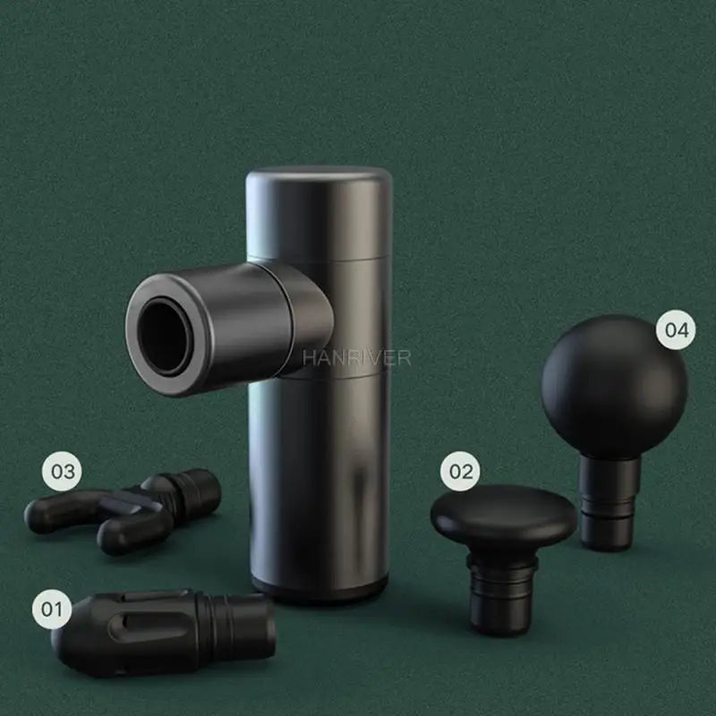 Mini Massage Gun Deep Muscle Vibration Relief Pain Relax Fitness Equipment Noise Reduction Design 4 Massage Heads Massager