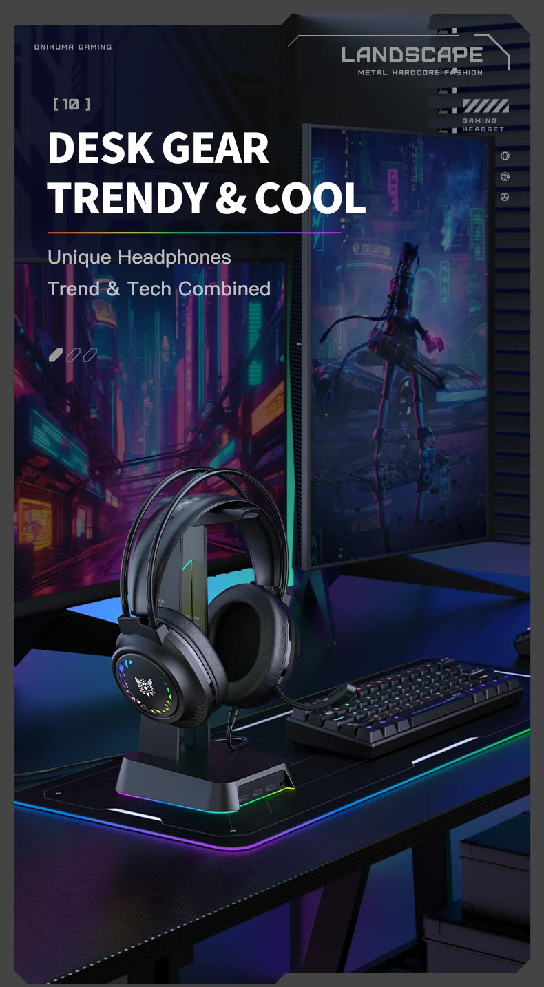 ONIKUMA X92 Gaming Headset Esports Package New FULL RGB Light Design Headphones with Mic Headphone for PC Gamer Game Accessories
