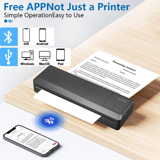 Wireless Portable Bluetooth Thermal Printer Inkless for 8.5 X 11 US Letter Mobile Printing for Phone Laptop Home Office Use