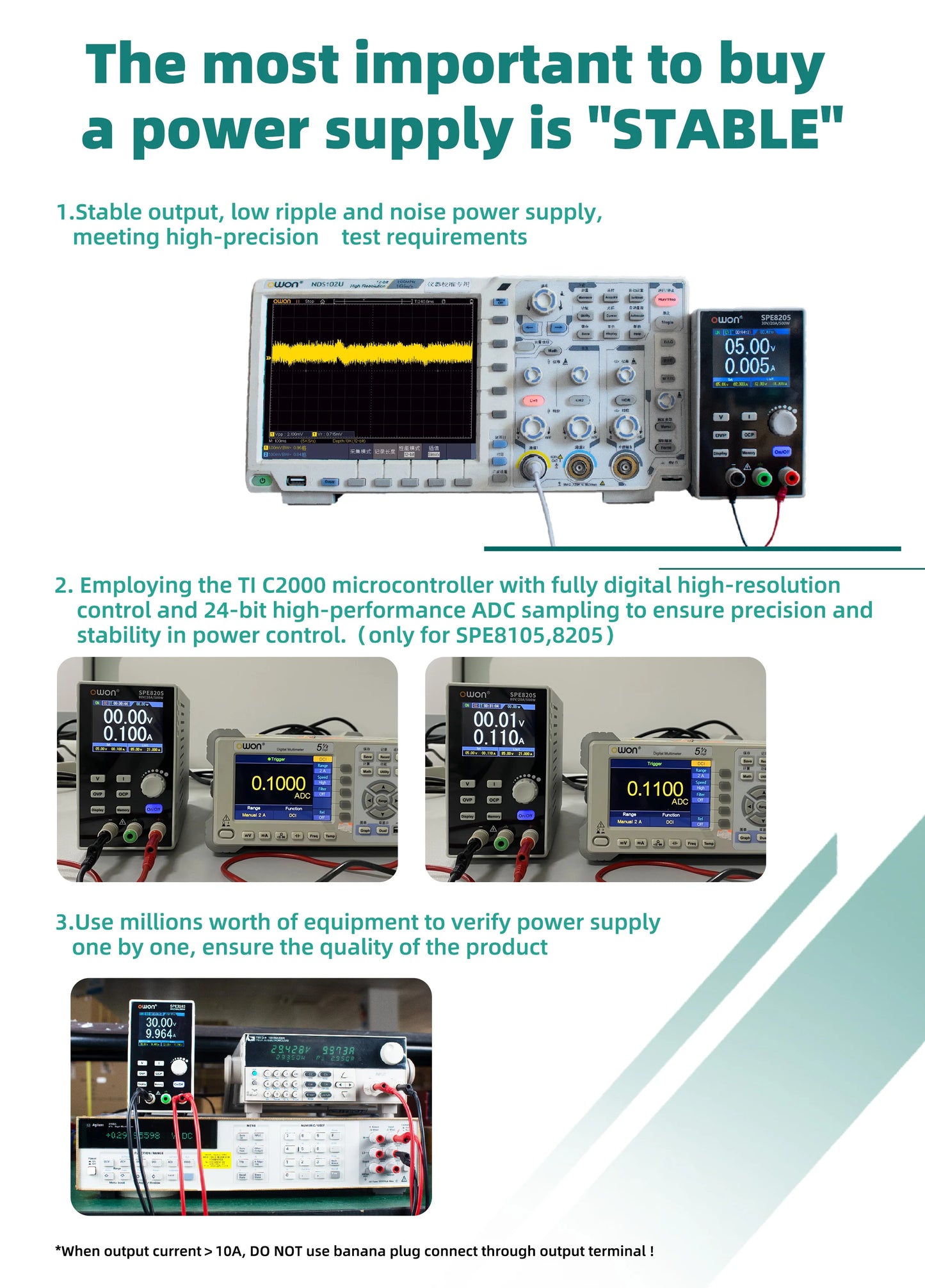 OWON SPE8205 SPE8105 Programmable DC Power Supply, 80V 10/20A 500W Portable Laboratory Power Supply List Waveform Editing Output