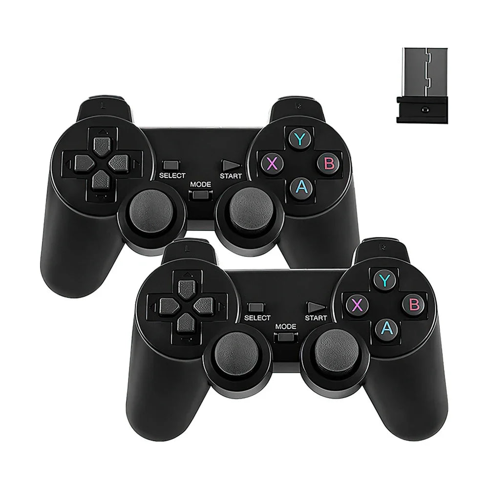 2.4GHz Wireless Gamepad Twin Pack - No Delay Dual Shock Controllers for M8/D90 Game Stick, PC, Android TV Box with Battery Power