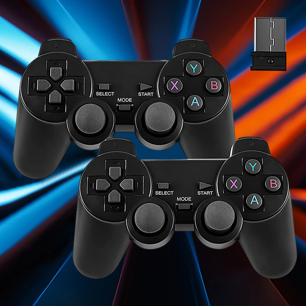 2.4GHz Wireless Gamepad Twin Pack - No Delay Dual Shock Controllers for M8/D90 Game Stick, PC, Android TV Box with Battery Power