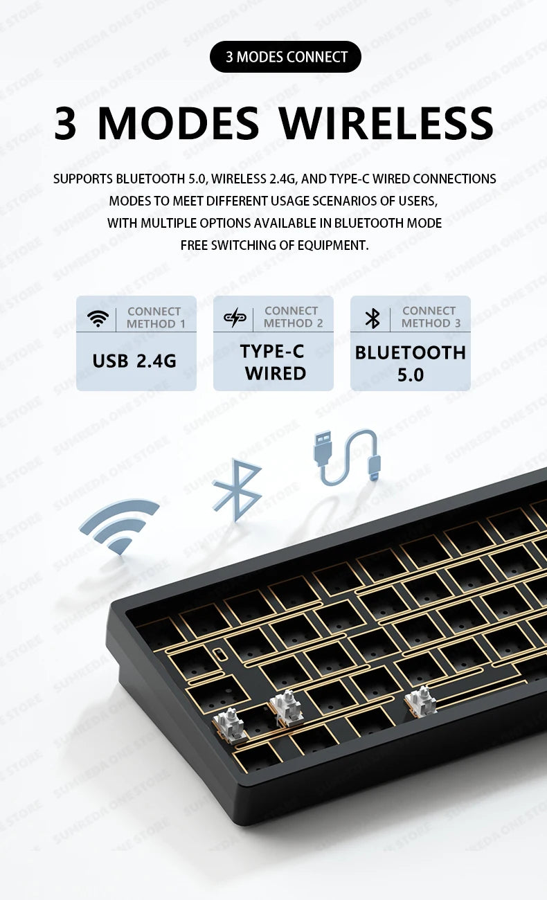 Lucky65 V2 NUT65 Sugar65 Weikav Lucky 65keys Mechanical Keyboard Aluminum 3-Mode Rgb Hot Swappable Custom Wired Gaming Keyboard