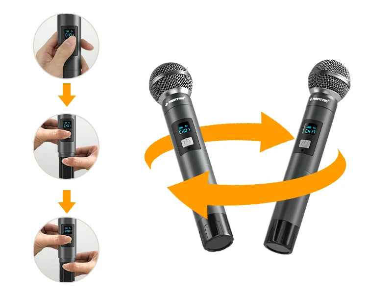 2 channel Digital Portable Wireless Microphone UHF Recording Karaoke Mic 900mhz Professional Handheld Mic Church PDP-2