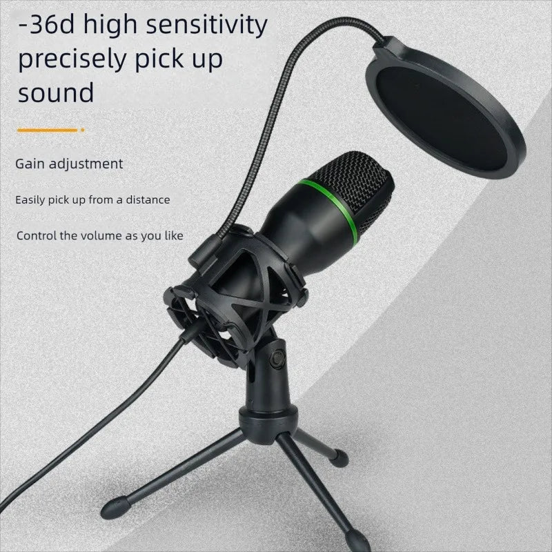 3.5MM/USB Condenser Microphones Professional Microphone Karaoke System Gaming Singing Recording Micro Mic for Computer Laptop