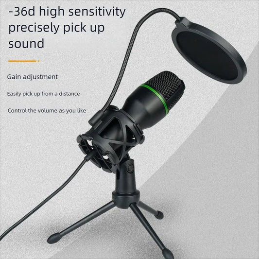 3.5MM/USB Condenser Microphones Professional Microphone Karaoke System Gaming Singing Recording Micro Mic for Computer Laptop