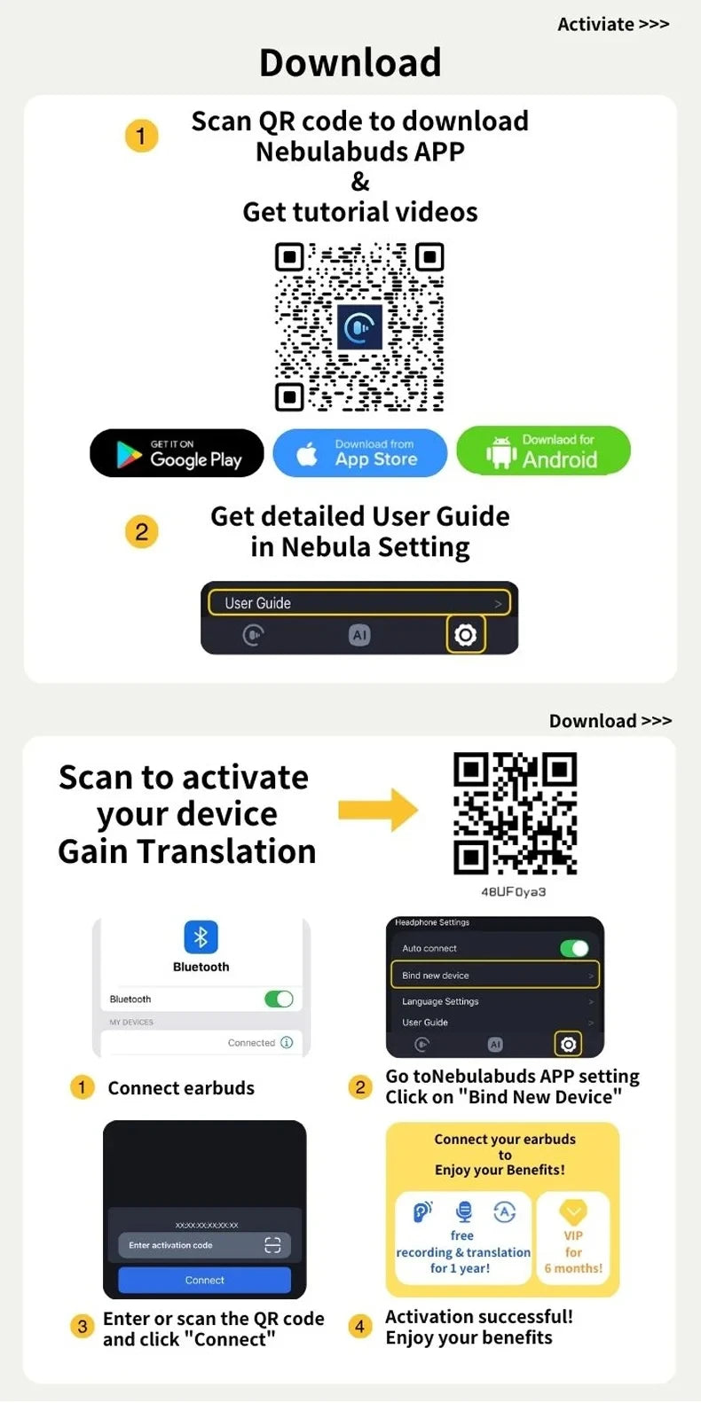 HYUNDAI HY-T26 PRO Wireless  BT Translator Earbuds 98% Accuracy AI Real Time Translation Earphones for Travel Business Learning