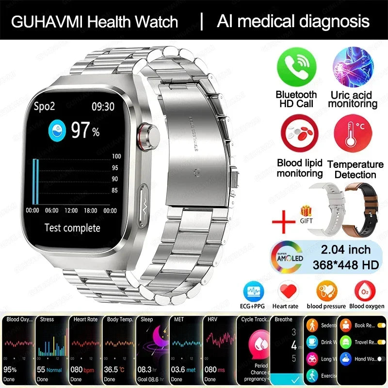 Xiaomi Blood Pressure Uric Acid Body Fat Smartwatch Micro Physical Examination Organ Health Watches Bluetooth Call Smart Watch